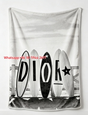 Dior Surfboard Black White Flannel Sofa Throw Blanket D499